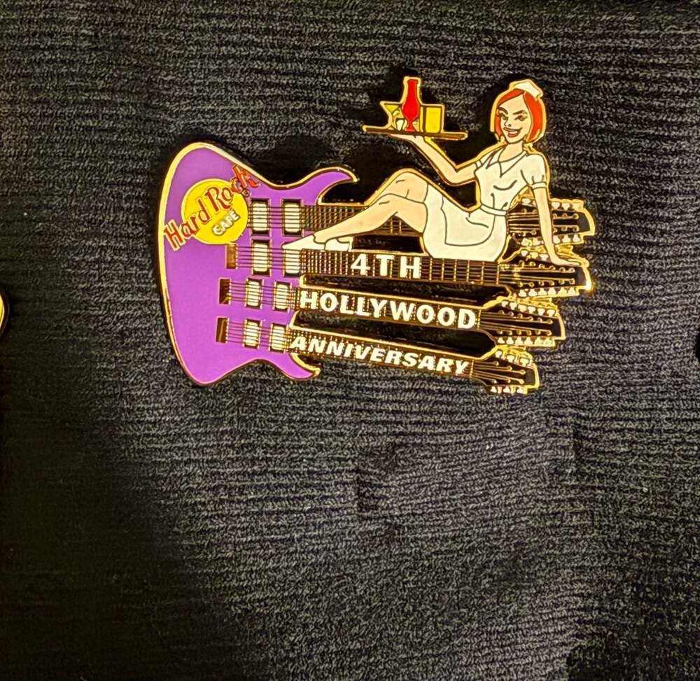 Hard Rock Cafe Hollywood 4th Anniversary Quad Neck Guitar Pin